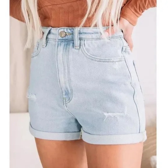 Pants - KanCan Distressed Mom Shorts